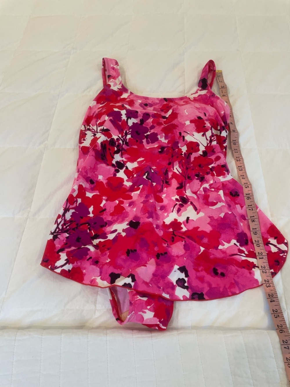 Shore Shapes Size 14 One Piece Swimsuit Pink with Faux Wrap Looking Skirt - Picture 5 of 13
